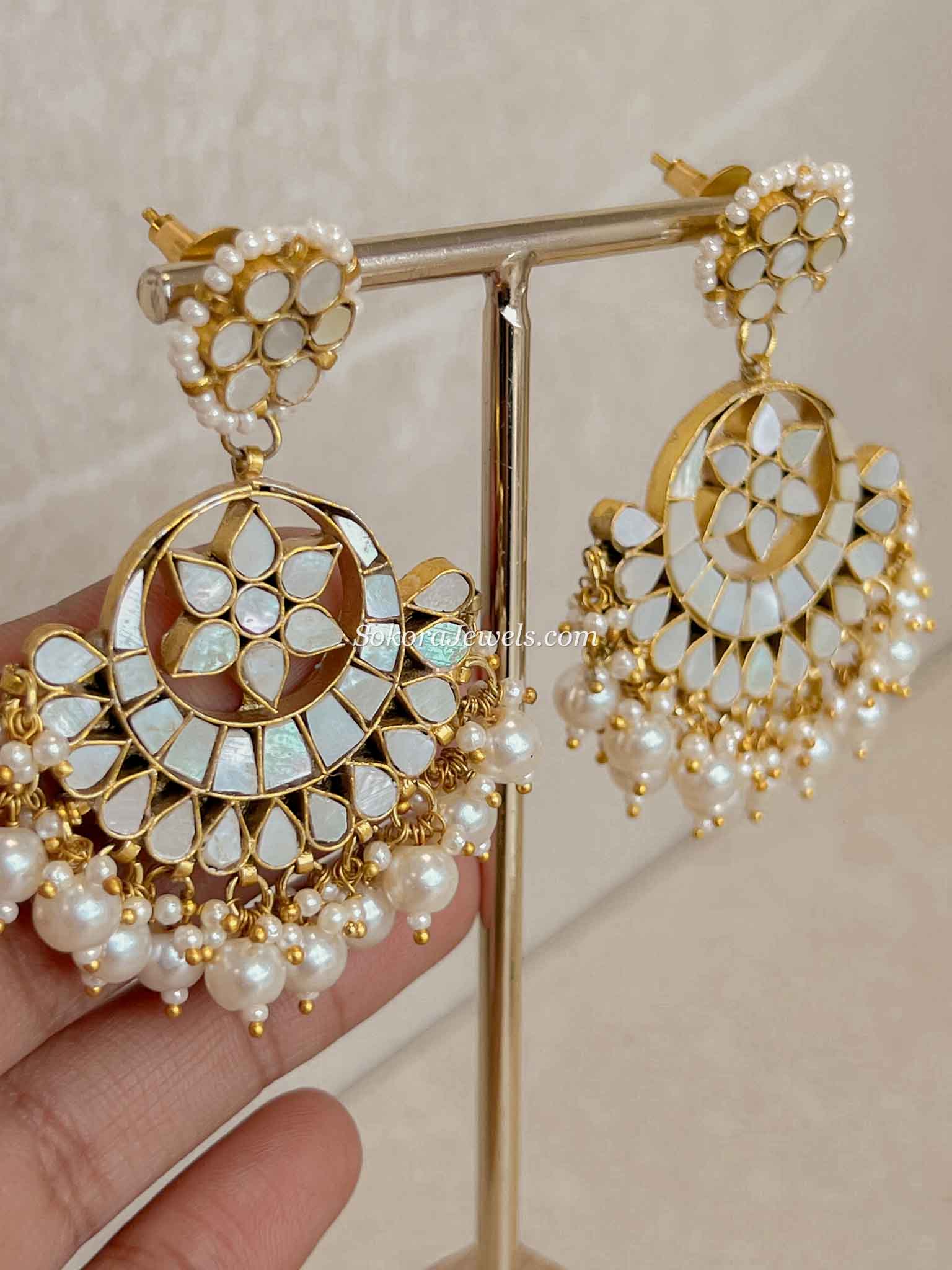 Gold Plated Mother of Pearl Earrings