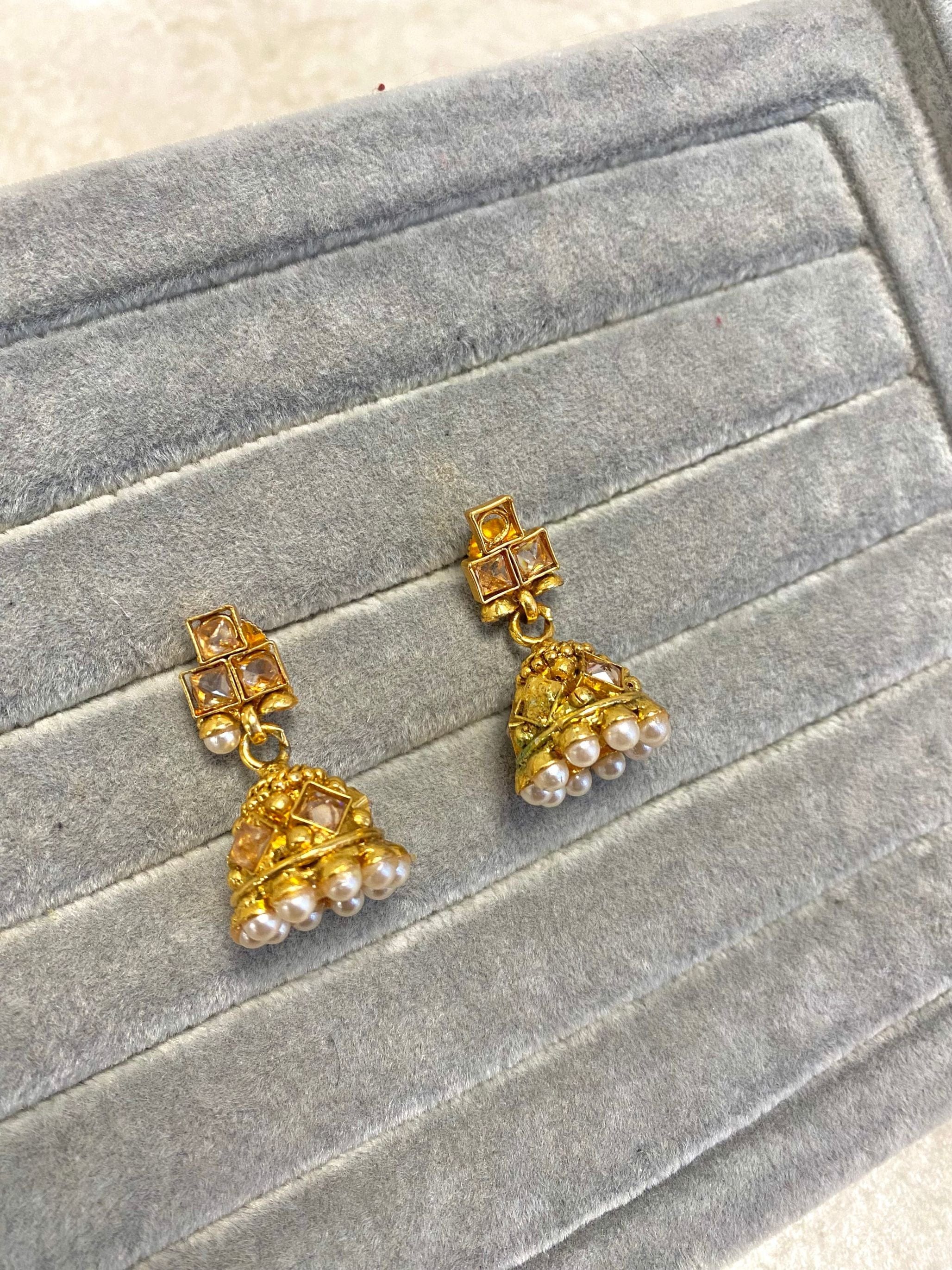 Small Bright Gold Jhumka Earrings