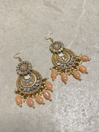 SLIGHTLY IMPERFECT: Antique Gold Mirror Earrings - Peach