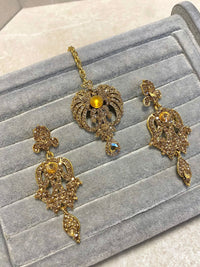 SLIGHTLY IMPERFECT: Antique Gold Earring & Tikka Set