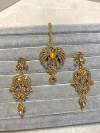 SLIGHTLY IMPERFECT: Antique Gold Earring & Tikka Set