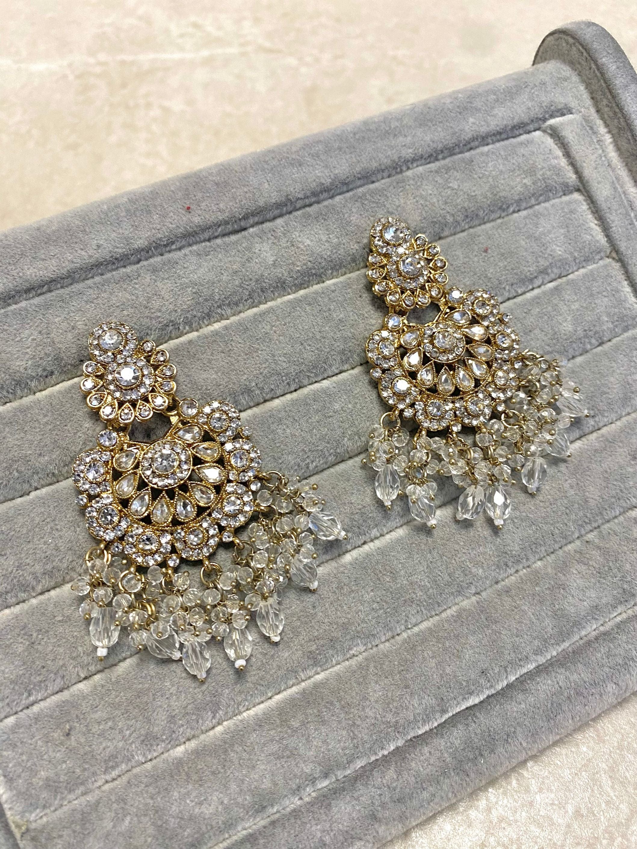 Antique Gold Earrings - Clear