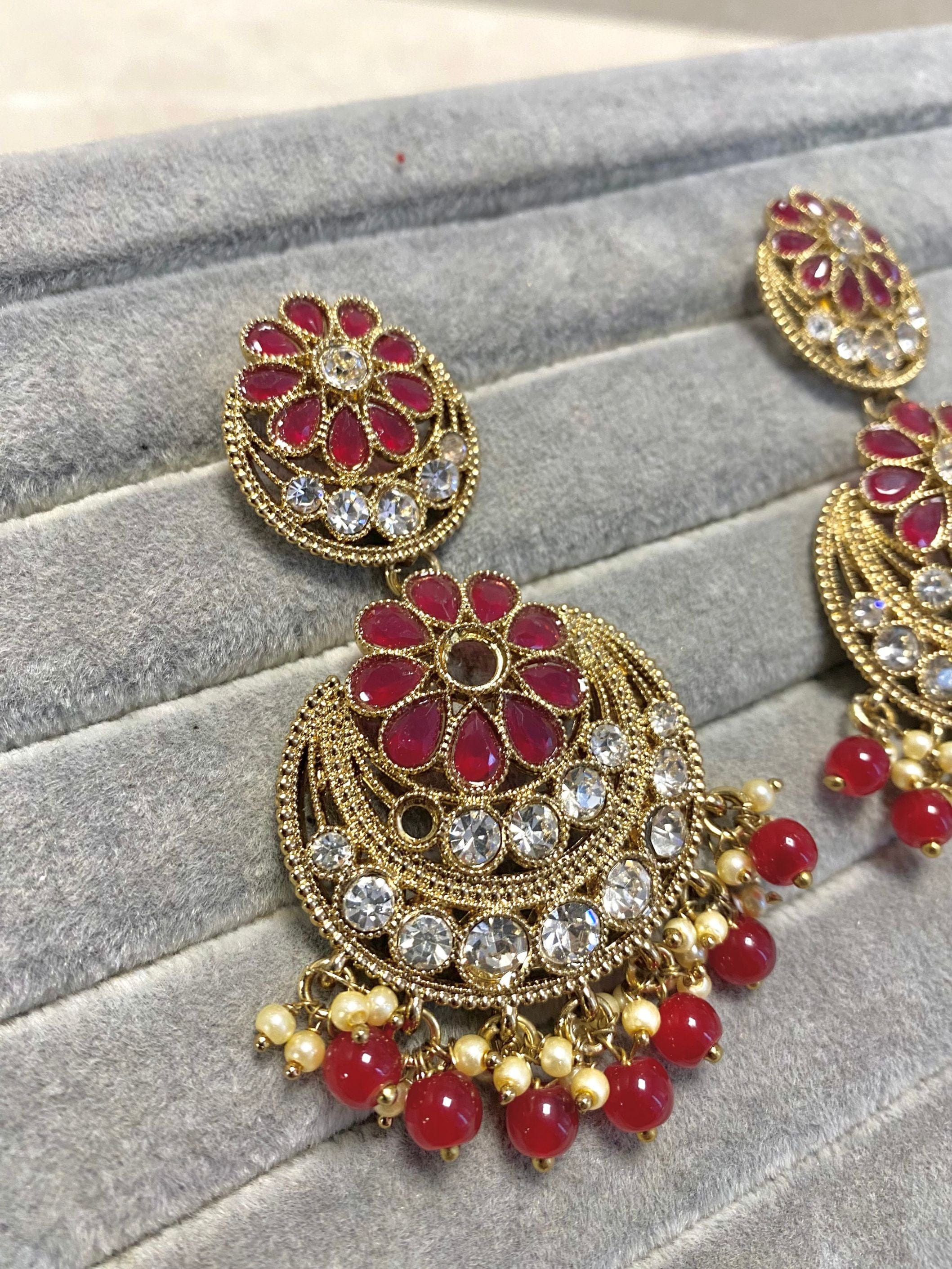 Slightly Imperfect: Antique Gold Earrings - Ruby