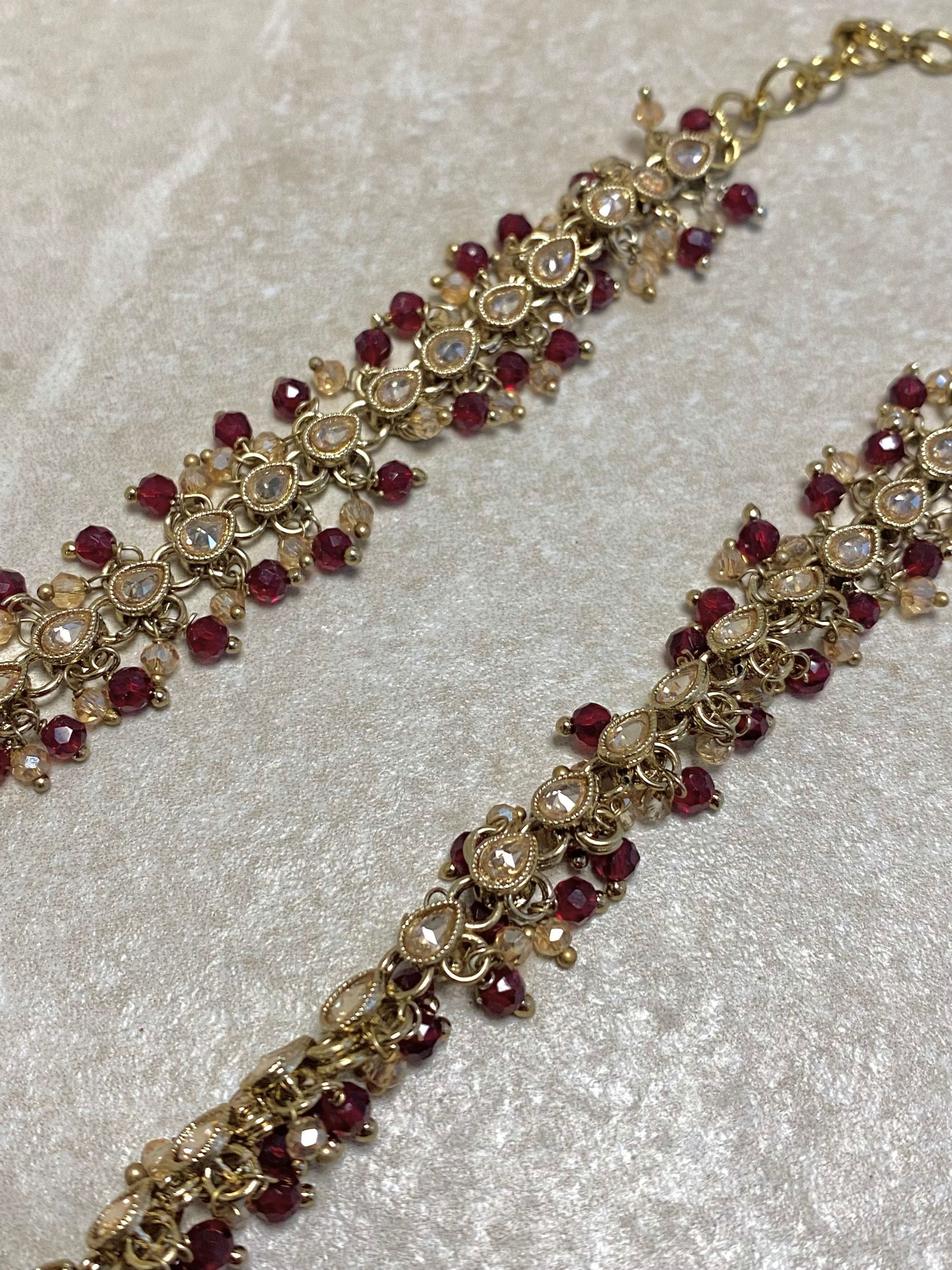 Small Length Anklets - Maroon