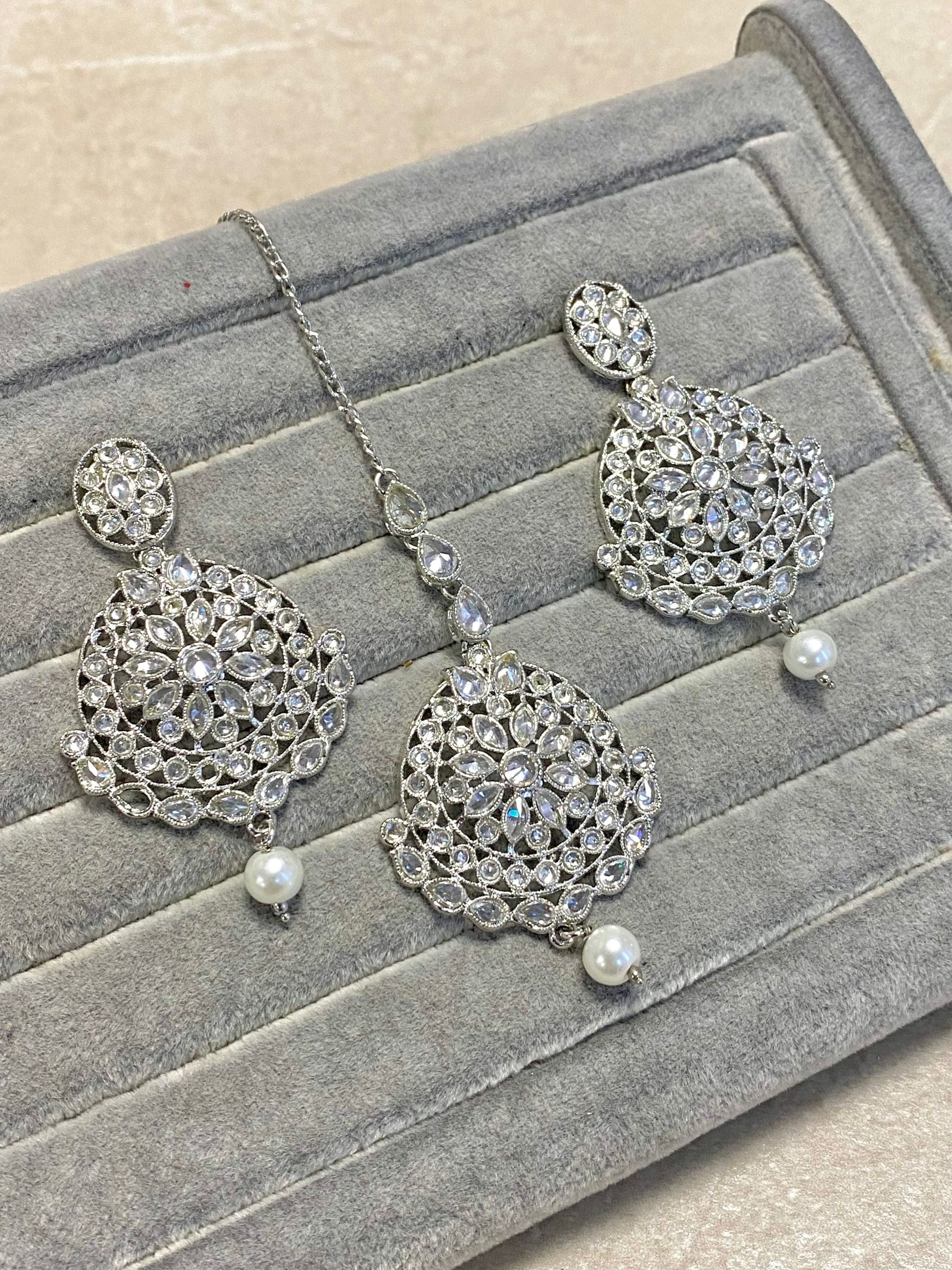 Silver Earring & Tikka Set