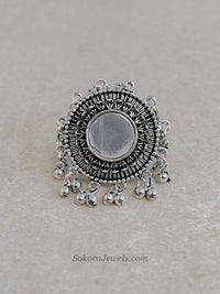 Oxidised Silver Navratri Ring