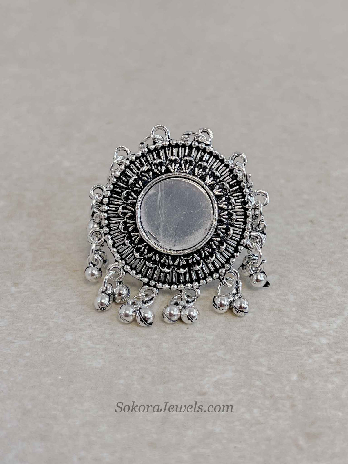 Oxidised Silver Navratri Ring