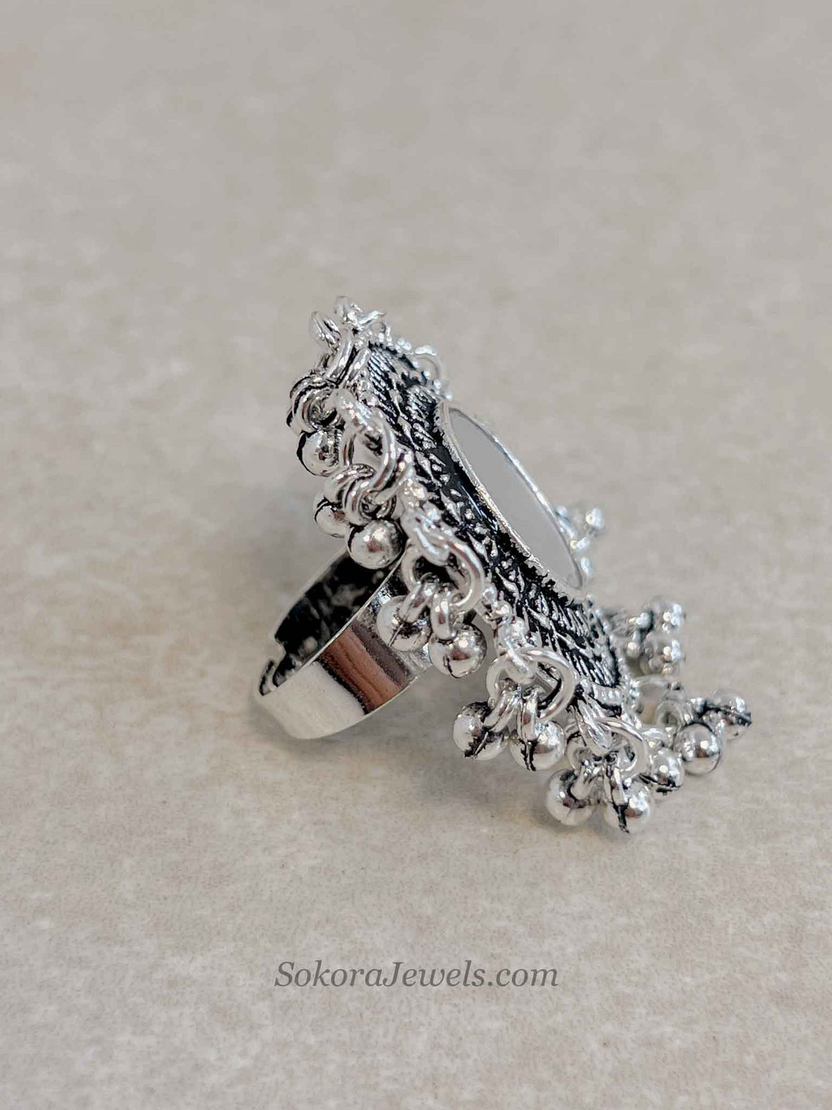 Oxidised Silver Navratri Ring