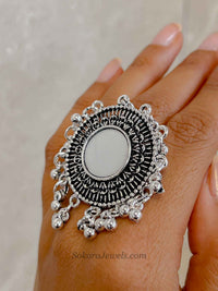 Oxidised Silver Navratri Ring