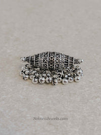 Oxidised Silver Barrel Statement Ring