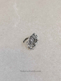 Oxidised Silver Barrel Statement Ring