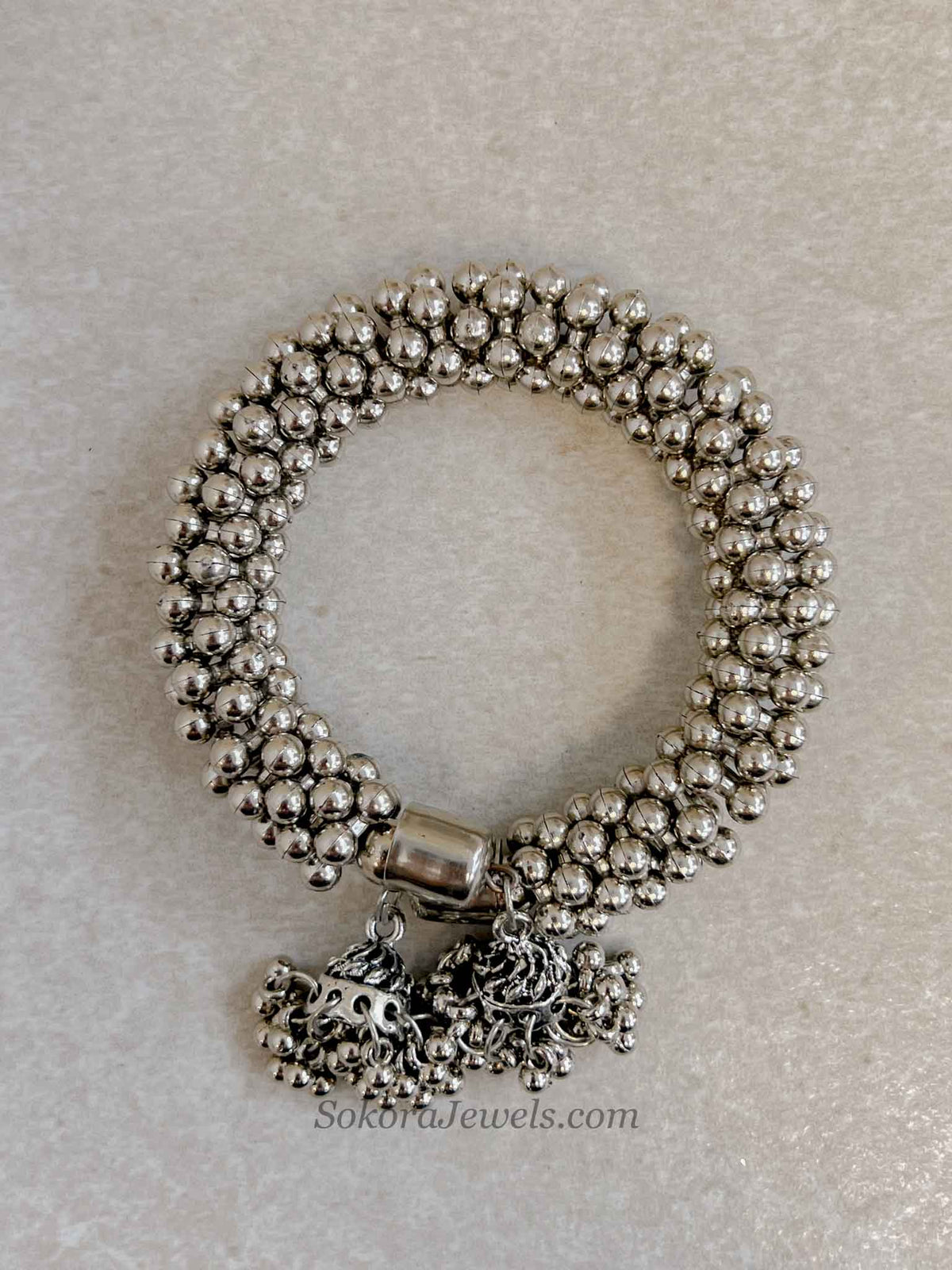 Oxidised Silver Ghungroo Jhumka Bracelet