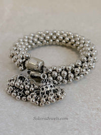 Oxidised Silver Ghungroo Jhumka Bracelet