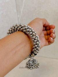 Oxidised Silver Ghungroo Jhumka Bracelet