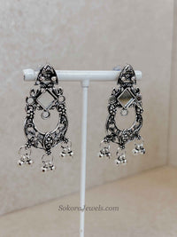 Mirror Oxidized Silver Necklace and Earrings