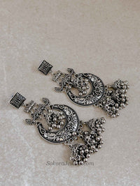 Royal Crescent Chandbali & Jhumka Drop Large  Earrings