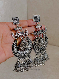 Royal Crescent Chandbali & Jhumka Drop Large  Earrings