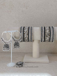 Oxidised Silver Bangles, Ring & Jhumka Box Set