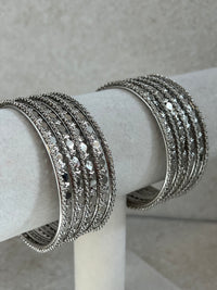 Oxidized Silver Bangle Set