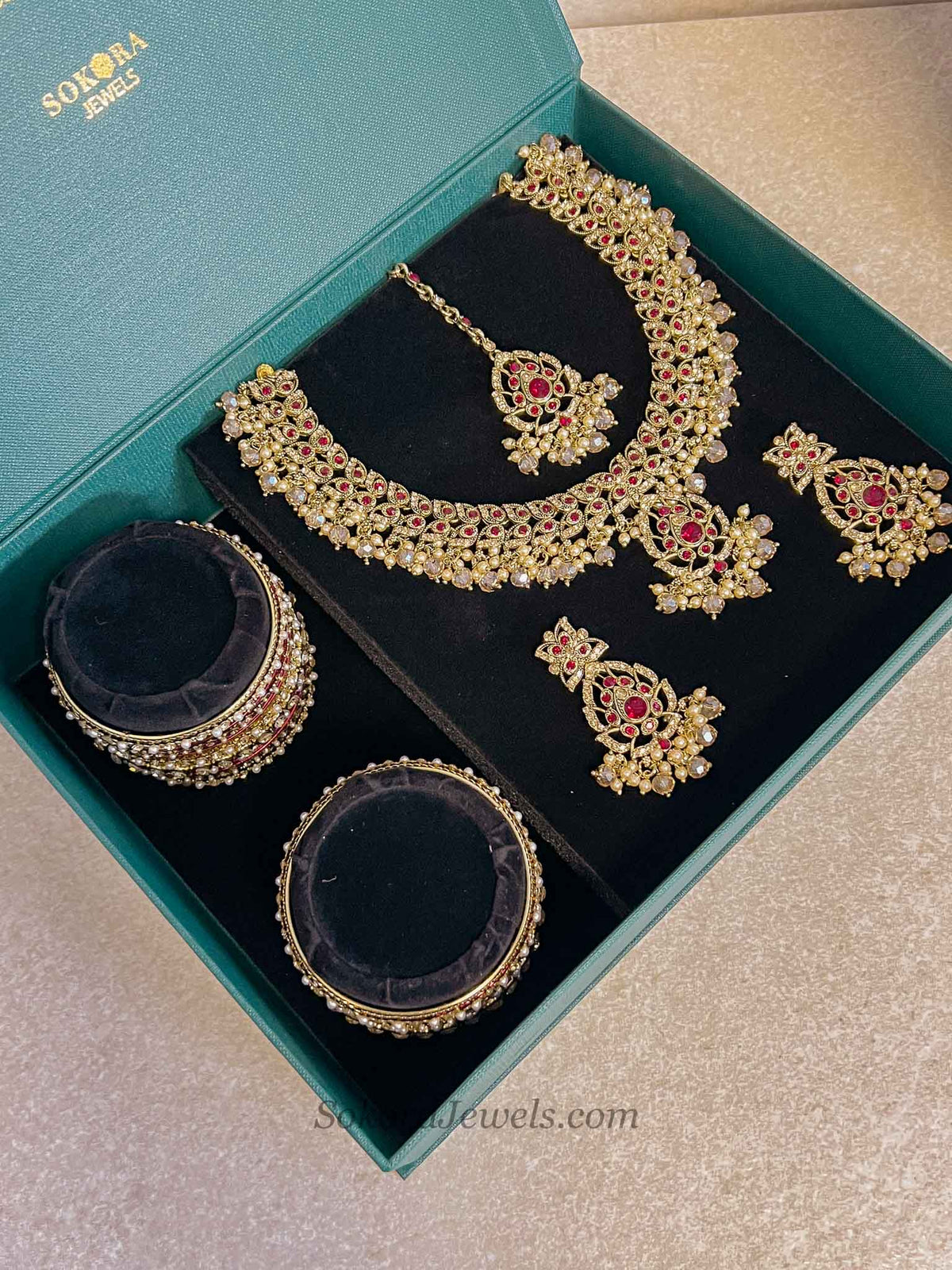 Shona 4 Piece Jewelry Set Box - Maroon