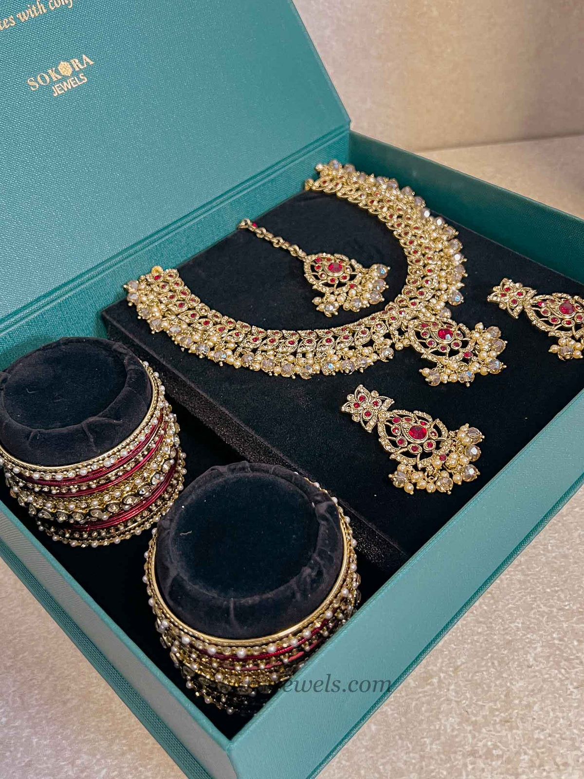 Shona 4 Piece Jewelry Set Box - Maroon