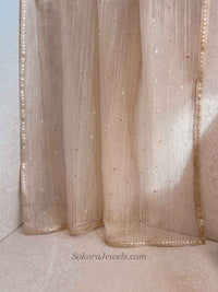 Champagne Gold Sequin Border Occasion Dupatta