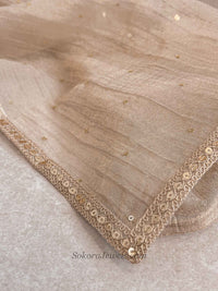 Champagne Gold Sequin Border Occasion Dupatta