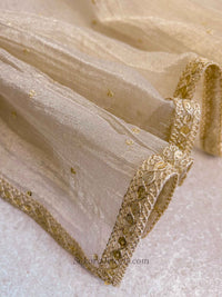 Champagne Gold Sequin Border Occasion Dupatta
