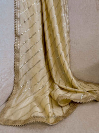 Gold Diagonal Sequin Occasion Dupatta