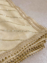 Gold Diagonal Sequin Occasion Dupatta