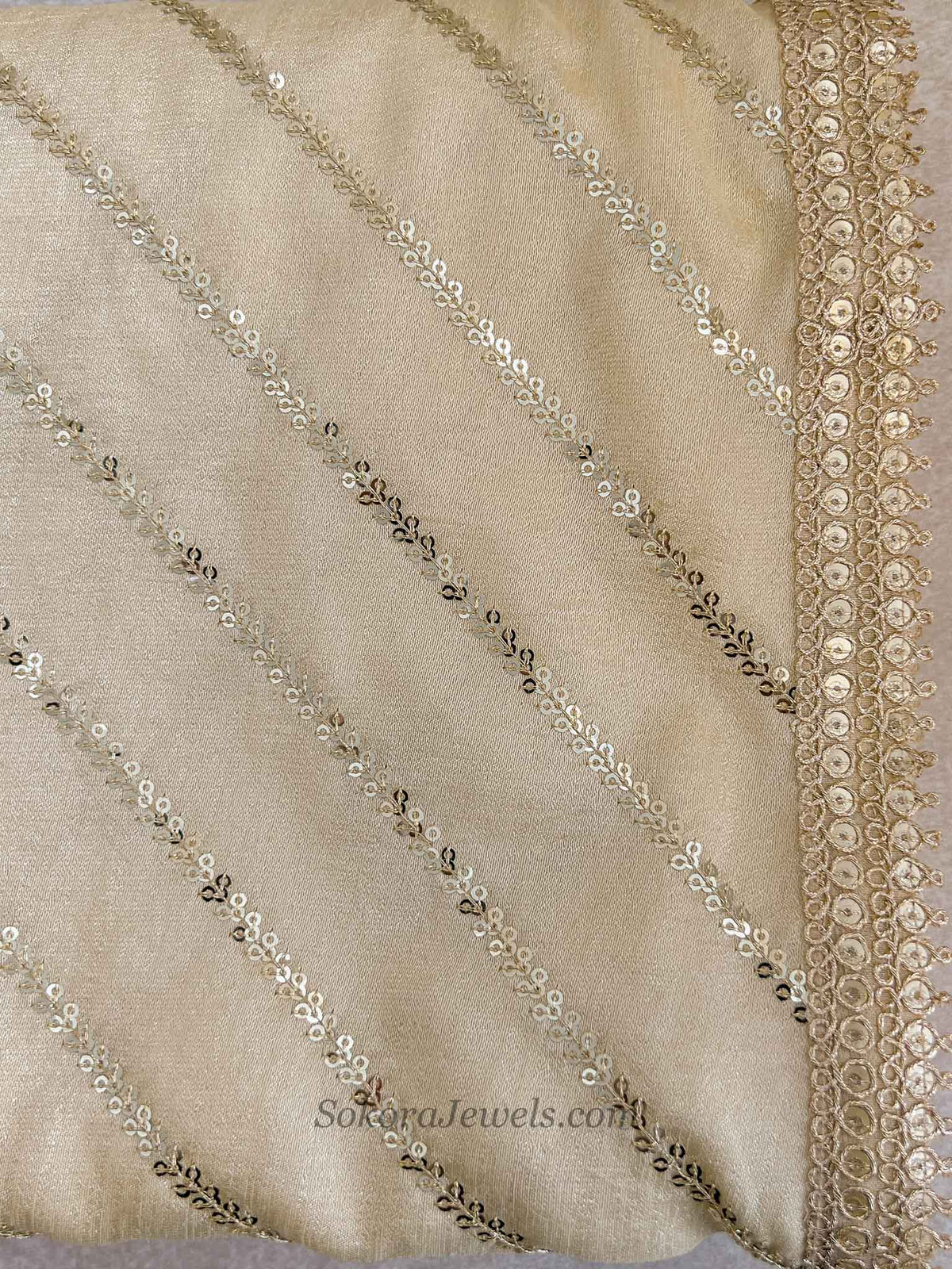 Gold Diagonal Sequin Occasion Dupatta
