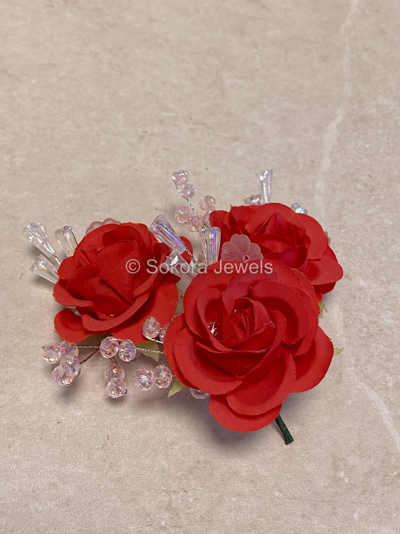 3 Pack Rose Buttonhole Pocket Flower - 4 Colour Options