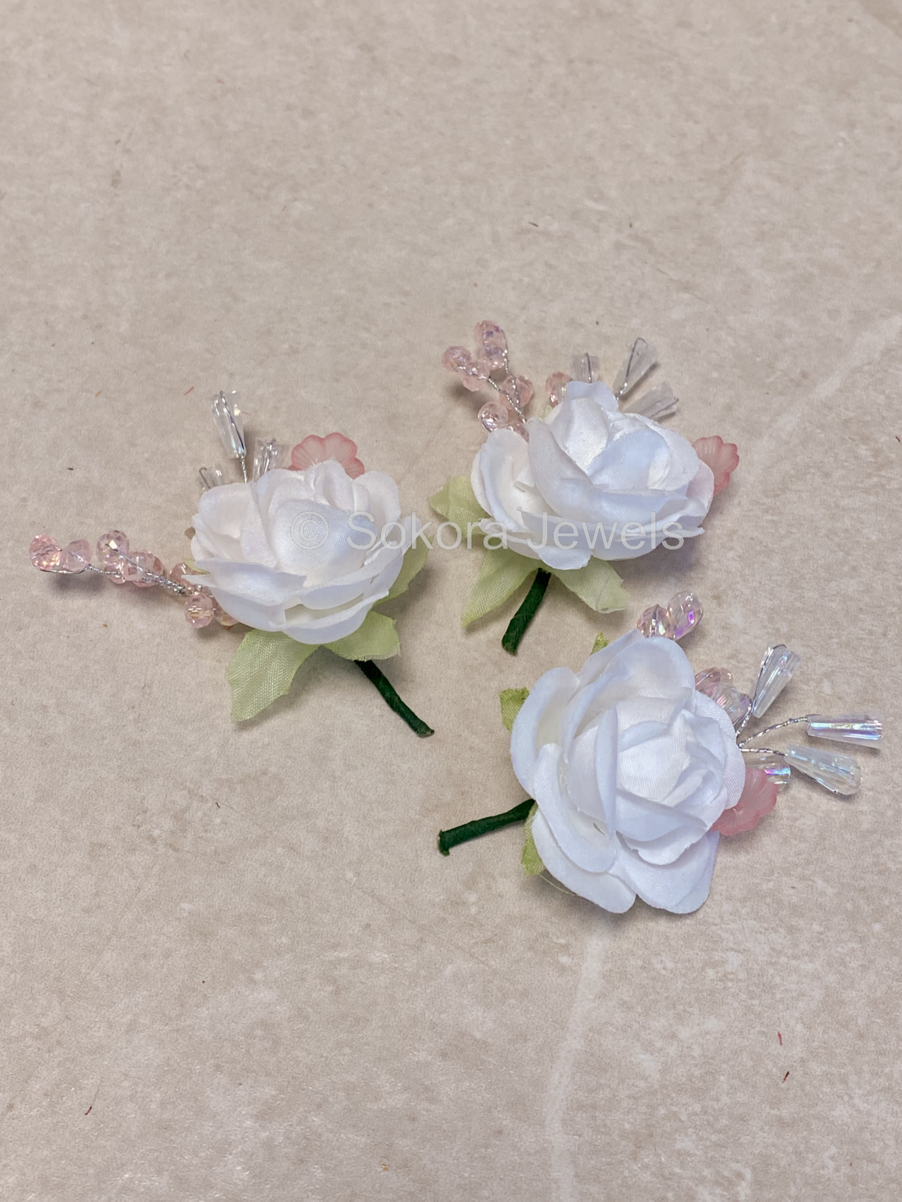 3 Pack Rose Buttonhole Pocket Flower - 4 Colour Options