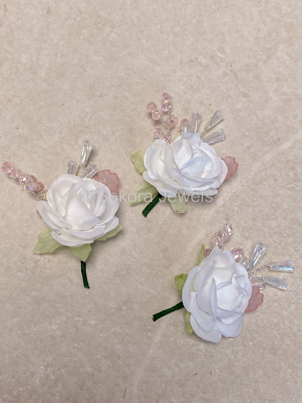 3 Pack Rose Buttonhole Pocket Flower - 4 Colour Options