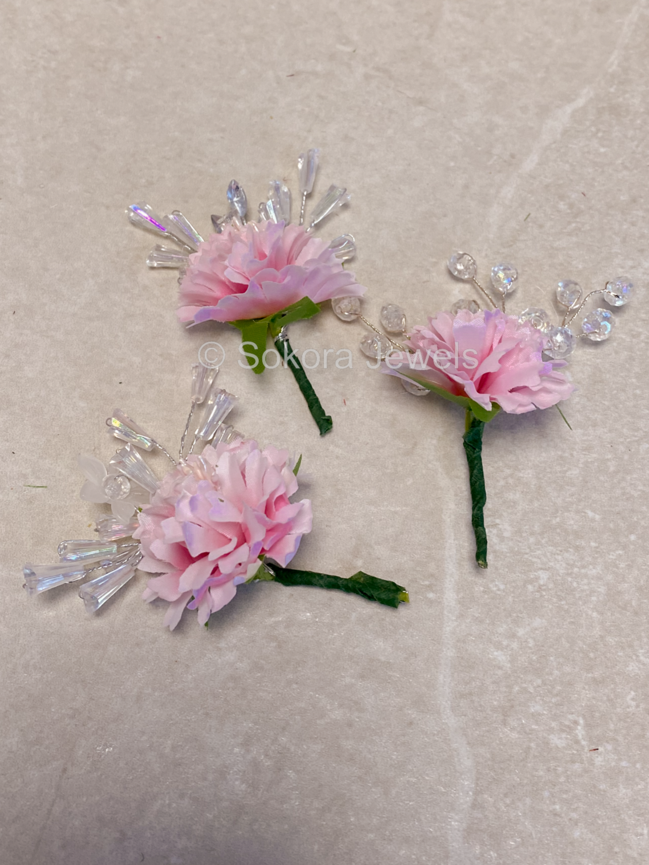 3 Pack Carnations Buttonhole Pocket Flower - 3 Colour Options