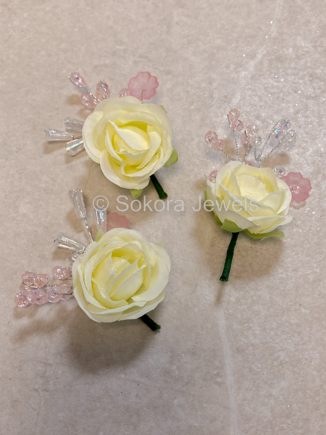 3 Pack Rose Buttonhole Pocket Flower - 4 Colour Options