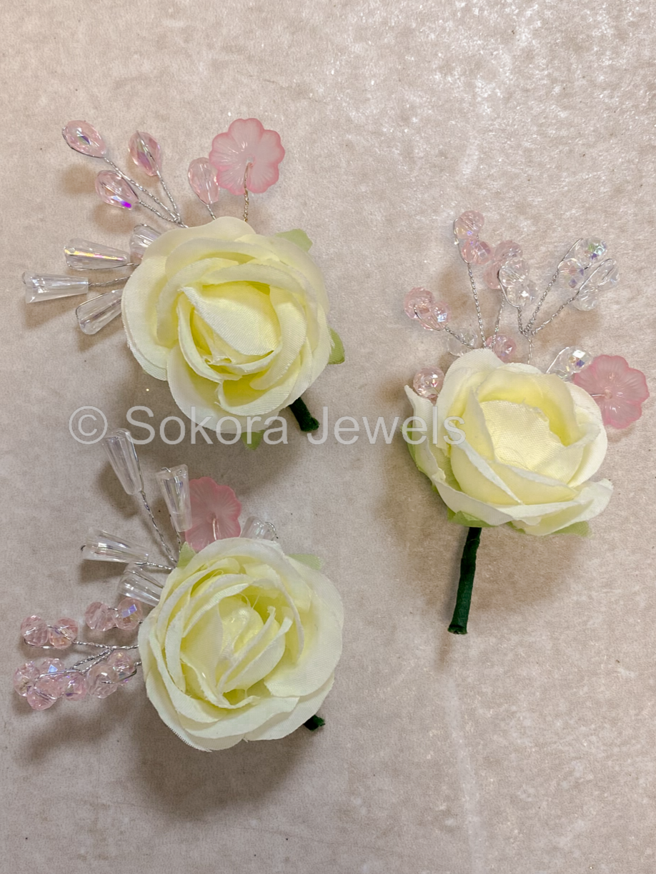 3 Pack Rose Buttonhole Pocket Flower - 4 Colour Options