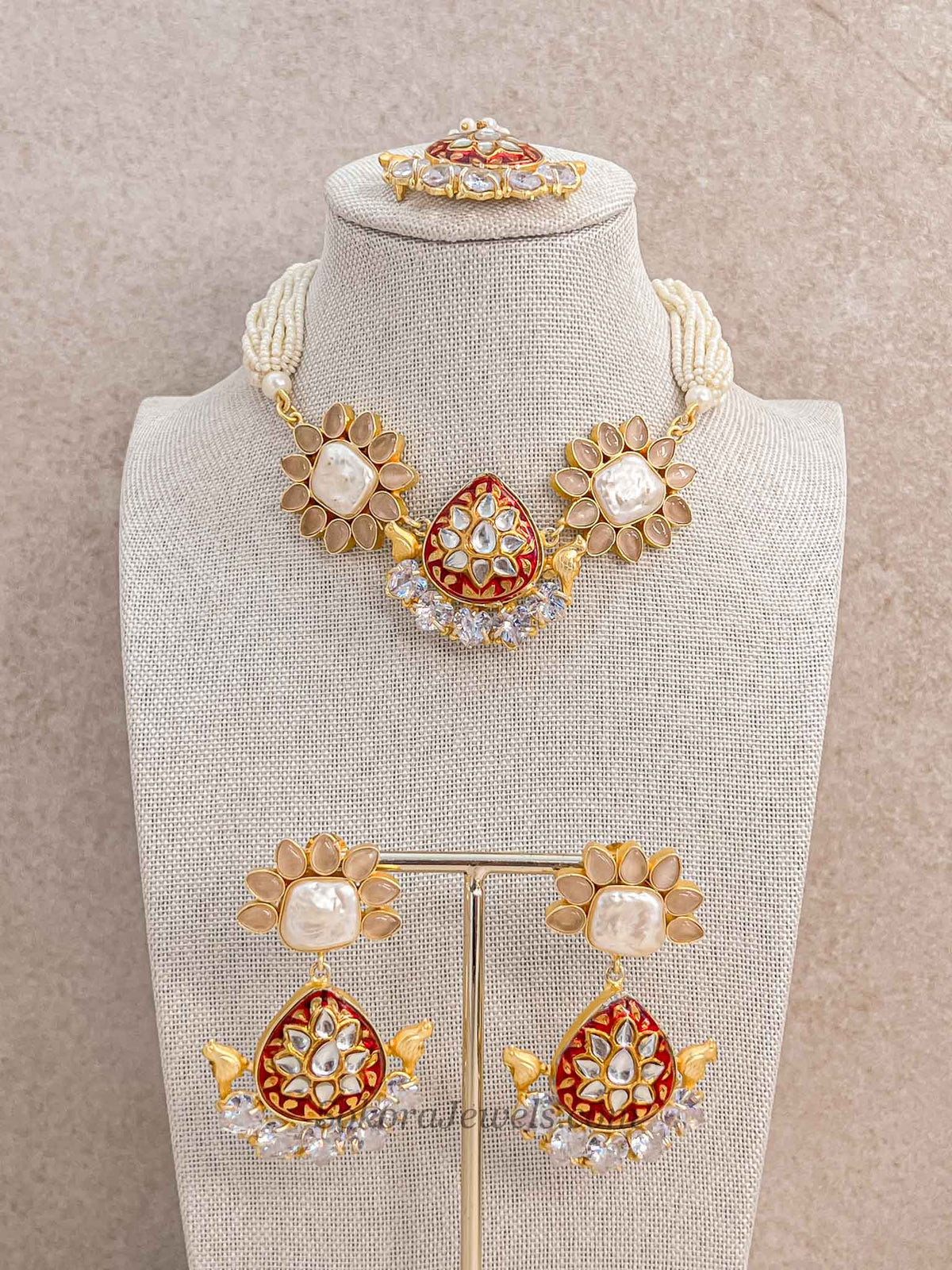 Crimson Meenakari Kundan Choker Set