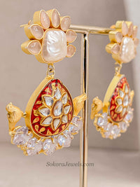 Crimson Meenakari Kundan Choker Set