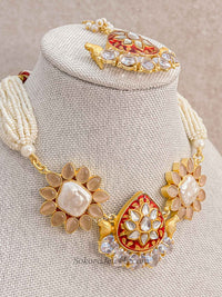Crimson Meenakari Kundan Choker Set
