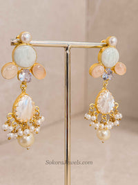 Peach and Pale Mint Mother of Pearl Necklace Set