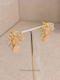 Pink Peach Gem Stone Necklace Set