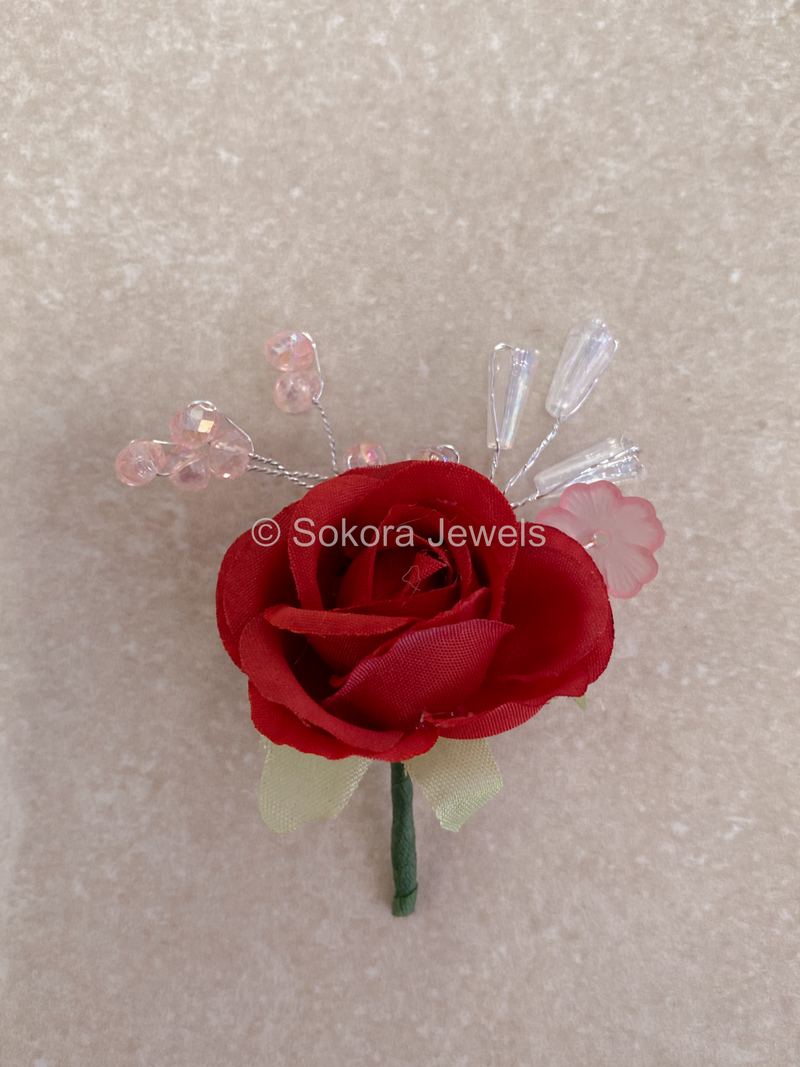 3 Pack Rose Buttonhole Pocket Flower - 4 Colour Options