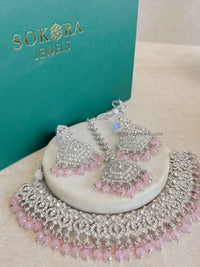 Pink & Silver Necklace set
