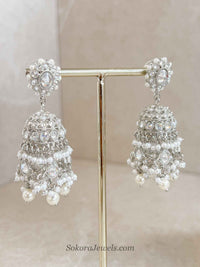 Statement Silver Tassel Choker Set with Jhumka Earrings