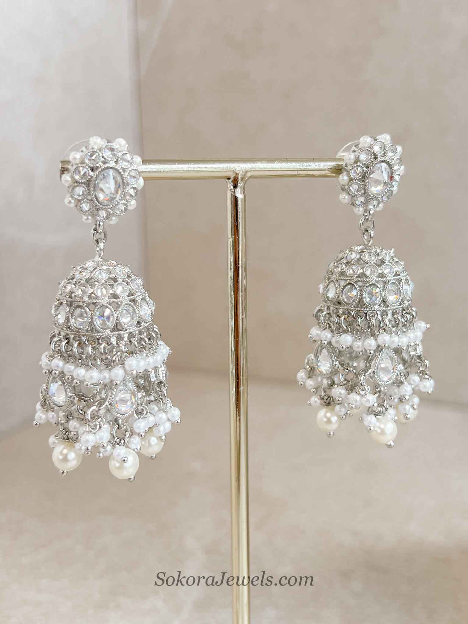 Statement Silver Tassel Choker Set with Jhumka Earrings