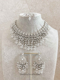 Statement Silver Tassel Choker Set