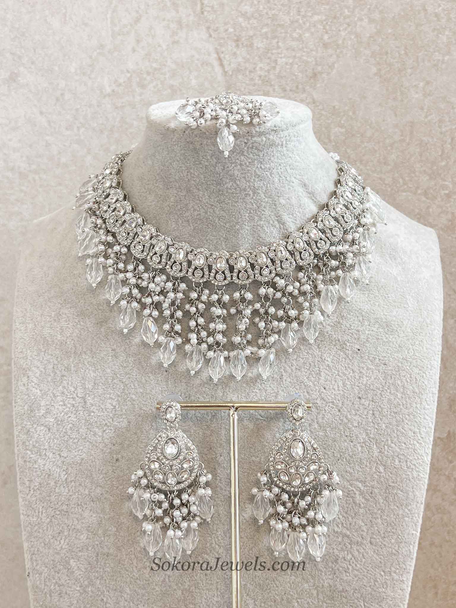 Statement Silver Tassel Choker Set