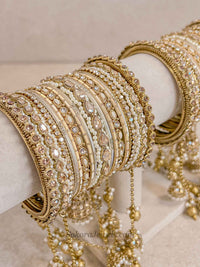 Luxury Golden Jhumka Connecting Bangle Set