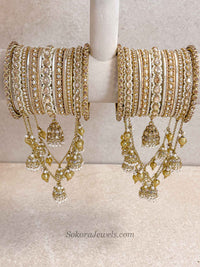Luxury Golden Jhumka Connecting Bangle Set
